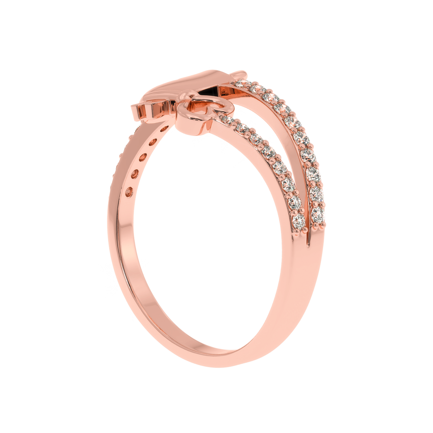 0.22 CT Lock & Key Lab Diamond Ring in 14K Gold